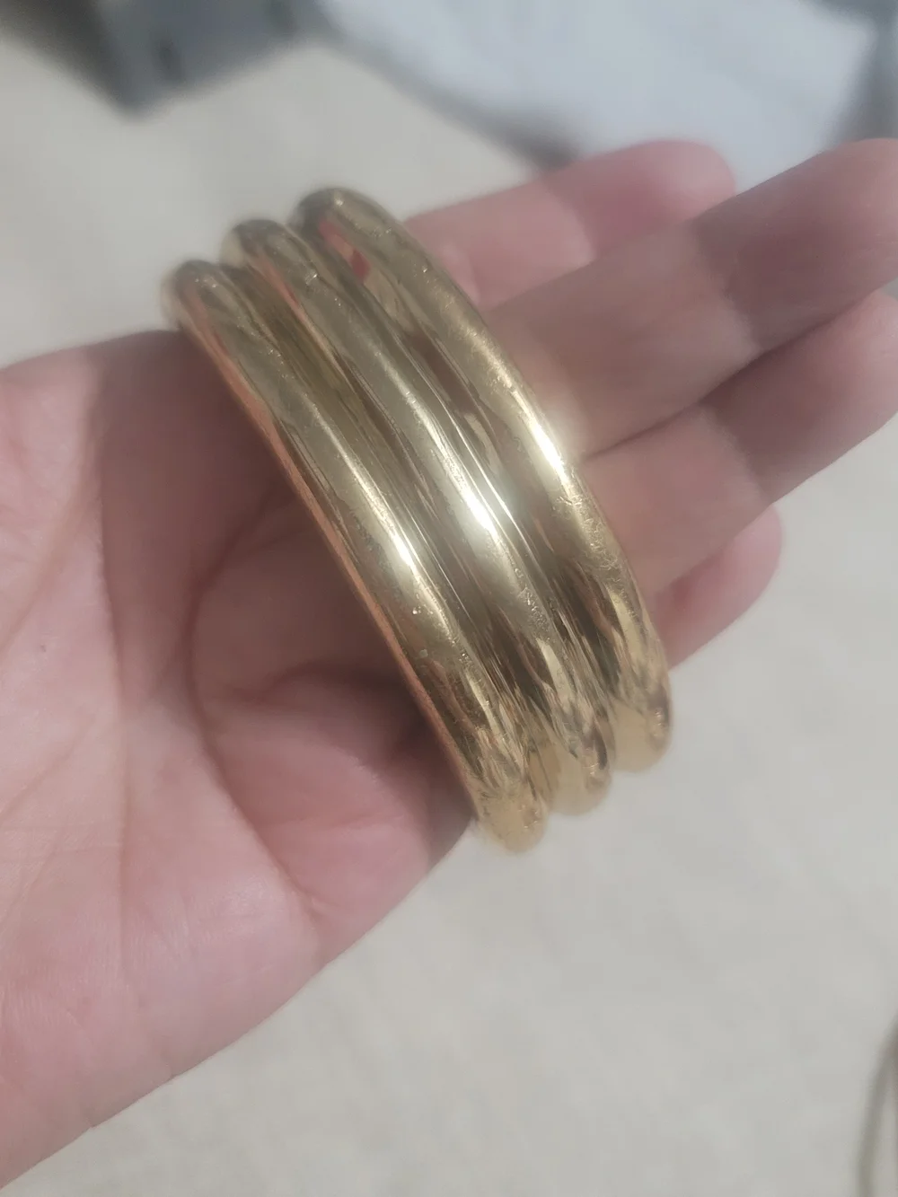 Polished Gold Tone Open Cuff Bracelet for Women